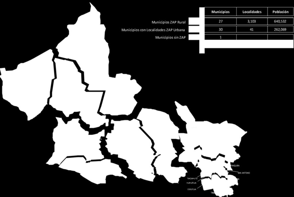 Clasificación de los municipios según su condición de Zonas de Atención Prioritaria (ZAP) Con este programa de ampliación de vivienda la SEDESORE destina recursos FISE-2015 por 71.