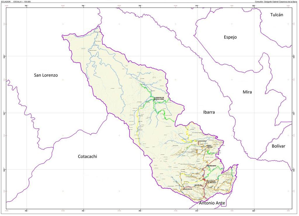 2.2 atos generales Gráfico 1 Mapa de ubicación 2.2.1 Ubicación l antón San Miguel de Urcuquí se encuentra ubicada al noroccidente de la provincia de mbabura, con una superficie de 767 km2, con las