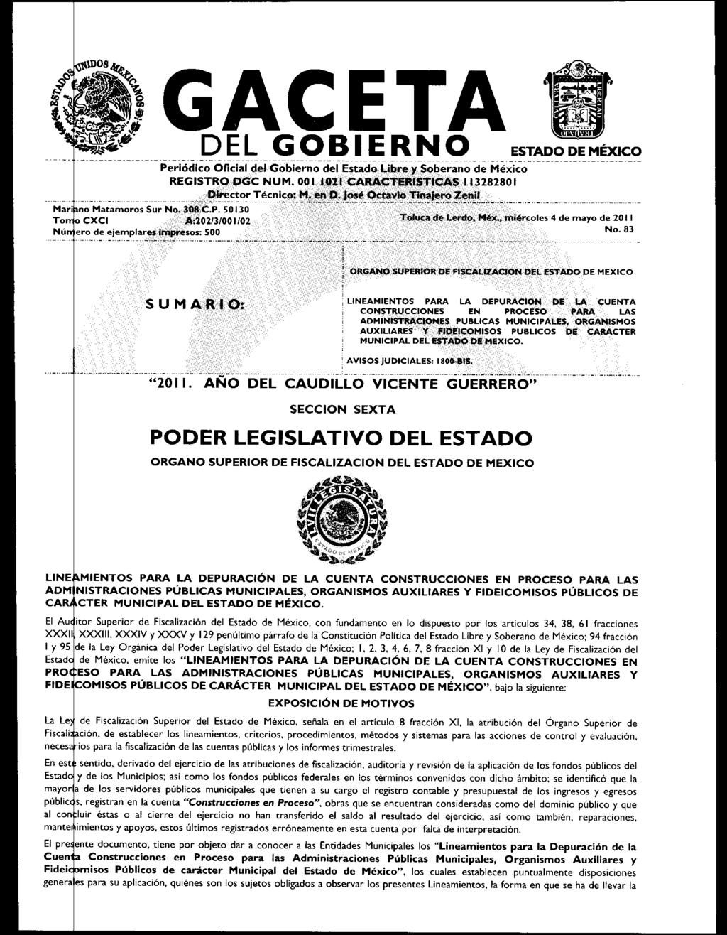 CETAESTADO DE MÉXICO DEL GOBIERNO Periódico Oficial del Gobierno del Estado Libre y Soberano de México REGISTRO OGC NUM. 001 1021 CARACTERISTICAS 113128280 I _,Director Técnico M etitt.