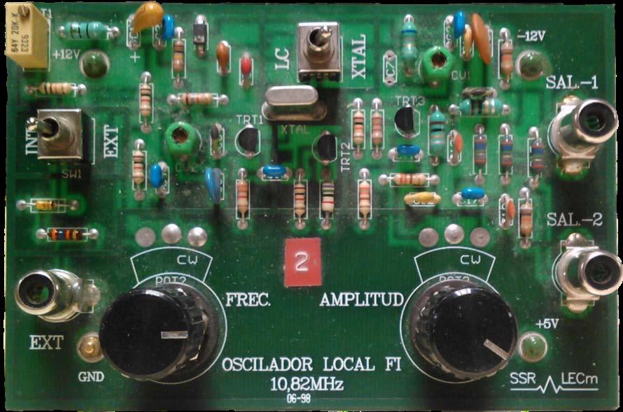 MODULACIÓN FM Placa OSCILADOR FI 10.8 MHZ Interruptor LC/XTAL : XTAL : Oscilador de frecuencia muy estable (No FM) LC : Oscilador controlado por tensión (VCO).
