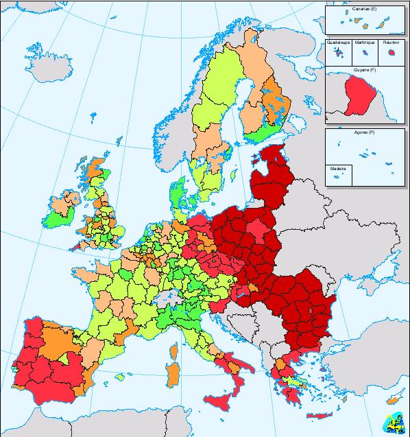 Especificidad de la experiencia Europea En Europa solo un 17% de las regiones se encontraba