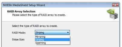 Entonces, escoge el tipo de serie de RAID para crear.
