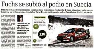 su categoría. Fuente: El comercio, El bocón, La Republica Nicolás Fuchs en el mundial de Rally Enciendo motores.
