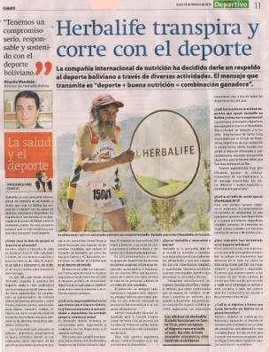 Bolivia Herbalife transpira y corre con el deporte Entrevista