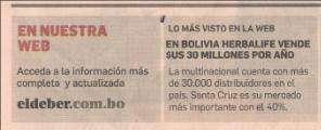 Bolivia Herbalife vende más de $us.
