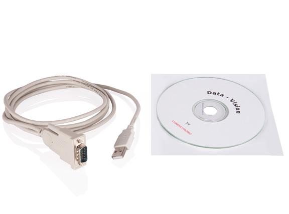 Cable y programa para medidor PH140 DV Descripción: Cable RS232-USB y CD con programa Data-Vision Cable de 1 m y CD Peso: 120 g Aplicaciones: