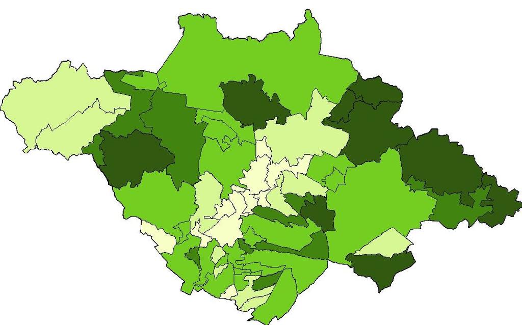 Porcentaje de población en situación de pobreza alimentaria a nivel municipal, 2005 Rangos Total de municipios [5.7-11.6) 9 [11.6-17.6) 11 [17.6-23.6) 22 [23.6-29.