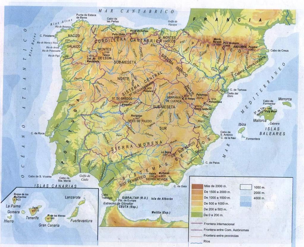 RASGOS BÁSICOS DE ESPAÑA España, y por extensión la Península Ibérica, presentan para los geógrafos, cuatro rasgos básicos: 1.