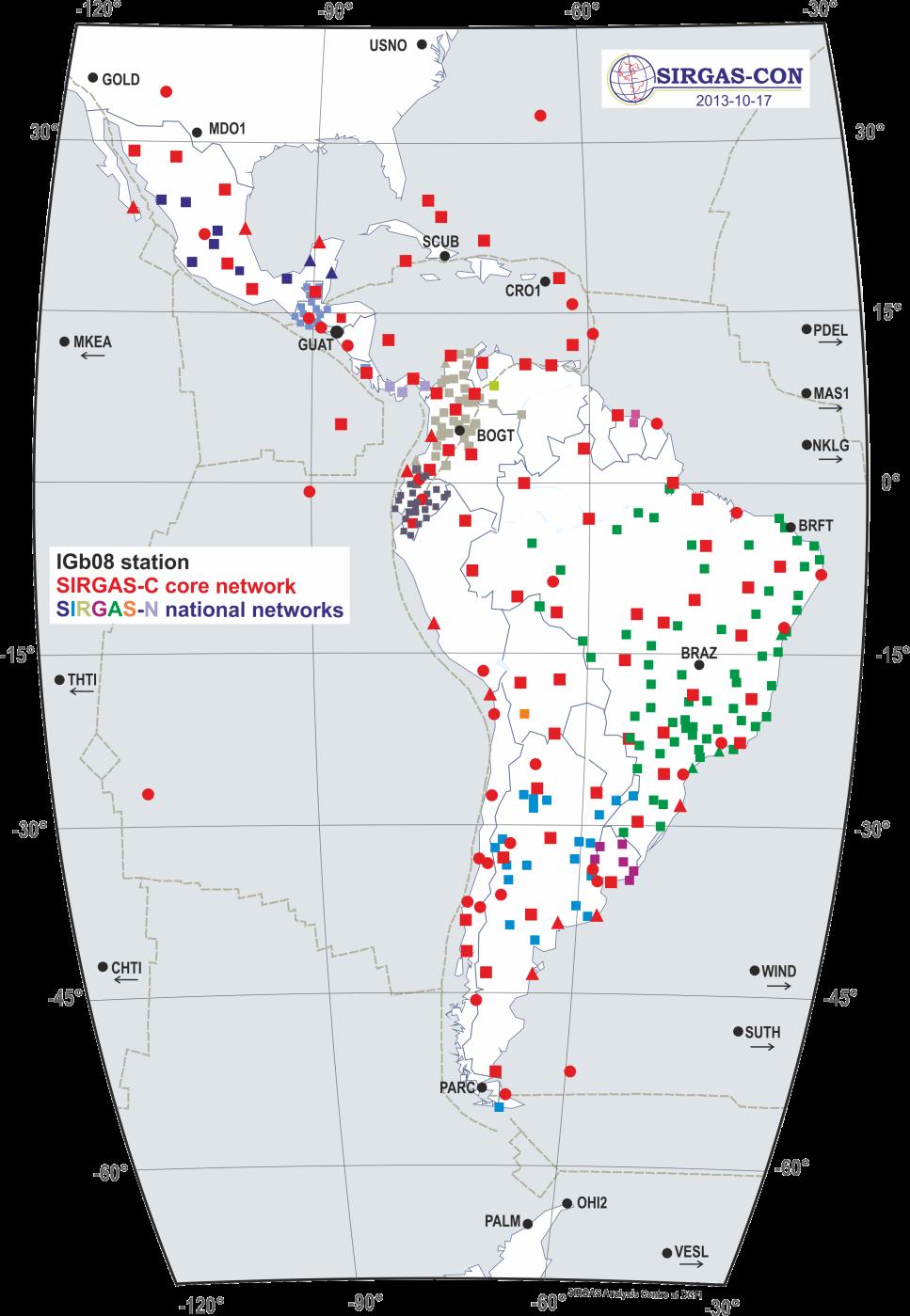 El marco de referencia geocéntrico de las Américas En la actualidad SIRGAS es le marco de referencia de 15 países de la región. County Densification SIRGAS/ITRF No.