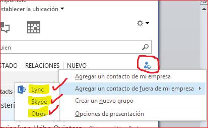 La función de agregar contacto Skype a Lync está disponible y lo que se requiere es: Microsoft Lync (Lync es parte Office 365 Desktop suite) Contacto Skype Paso 1.