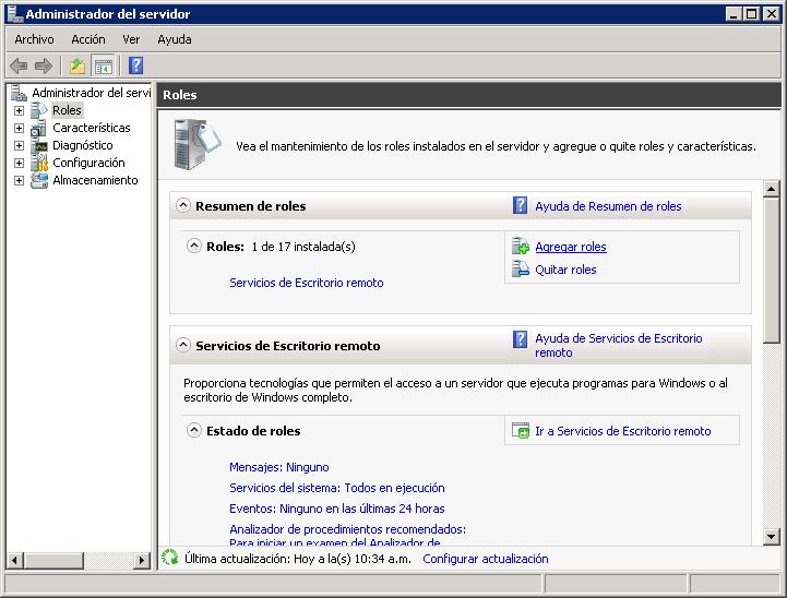 Activar IIS en Windows Server 2008 R2.
