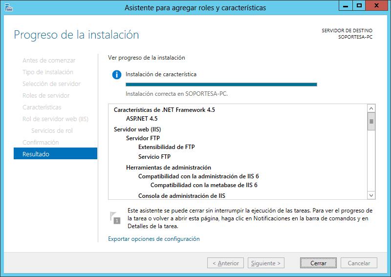 Haga clic en Cerrar para terminar con la instalación del IIS. Regresar. 4.1 Guía instalación Windows Server 2012. Paso 1. Descargar de http://www.eco-horu.