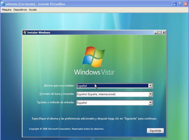 Tras la pantalla de bienvenida empieza la instalación de Windows Vista.