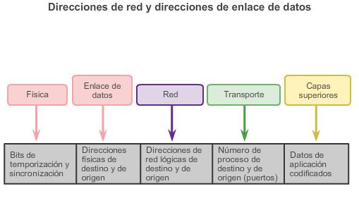 Movimientos Datos en la red Dirección de enlace de datos La dirección física de la capa de enlace de datos, o capa 2, tiene una función distinta.