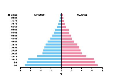 3.1. Qué pirámide de población de las que se muestran a continuación asociaría usted a cada uno de los dos países que figuran en la
