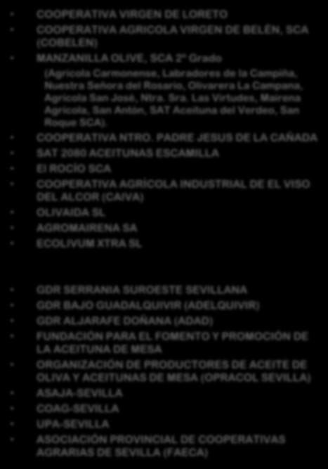 constitución del 18 de marzo de 2014 Representamos 1/3 de la producción de Sevilla Aprox.