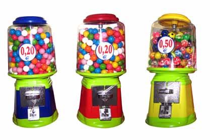Vending machines for capsules to 32 mm, 32 mm bouncing balls, gumballs and any type of loose nuts
