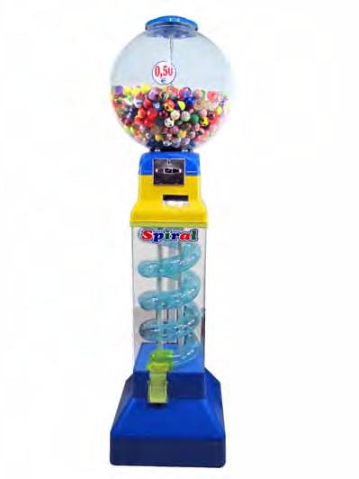 Capacidad: 800 unidades ó 20 kg de granel. Vending machines for 32 mm bouncing balls and chewing gum balls. Available in more colours. Capacity: 800 units or 20 kg.bulk.