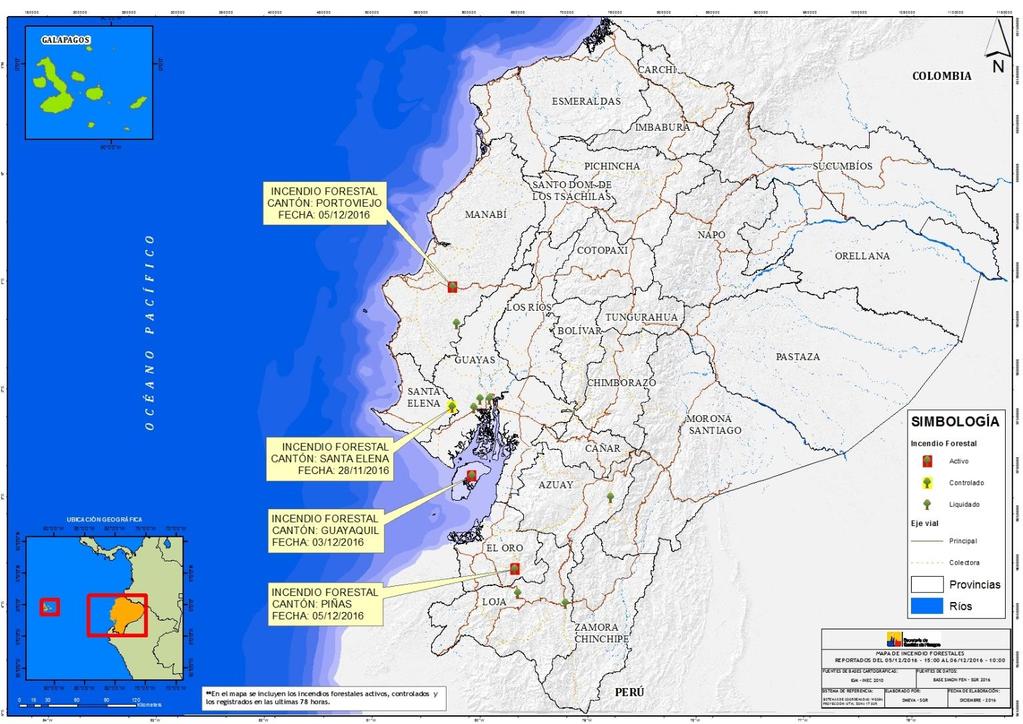 Informe de Situación 14 Incendios Forestales (6/12/) producción en las parroquias de San Sebastián de Yuluc, Sumaypamba, Manú y Lluzhapa a través de técnicos de la SGR y MAGAP; se acuerda activar la
