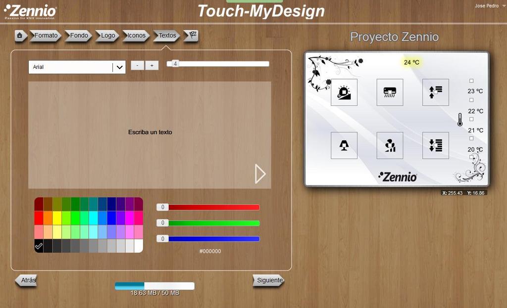 7 Utiliza textos para completar tu diseño Selecciona el tipo de fuente, el tamaño y el color y completa tu diseño con frases personalizadas, textos explicativos, nombres de salas, etc.