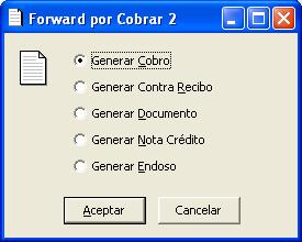 GR-CXC-2800 26/Enero/2006 26/Enero/2006 1 37 de 72 6.13 Forward por Cobrar 6.13.1 Funcionalidad El Forward por cobrar aumenta el saldo de las cuentas por cobrar del cliente.