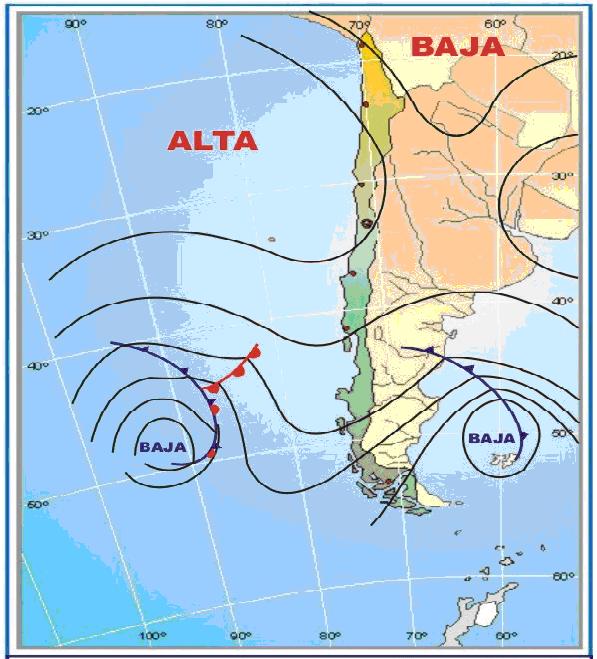 Clima de Chile Anticiclón del Pacifico Sur : Determinante Climático Crítico Determinantes Climaticos: Anticiclon del Pacífico Sur Sistemas de Baja Presión asociados a Sistemas Frontales