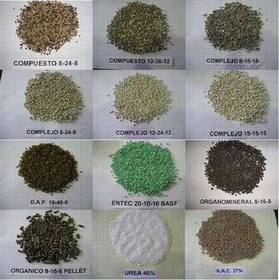 Tipos de fertilizantes: simples y compuestos.