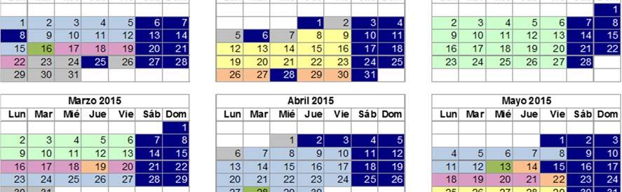 21 mayo 8 enero 23 enero 25 mayo 9 junio 22 junio - 7 julio Este calendario está sujeto a los posibles cambios que se