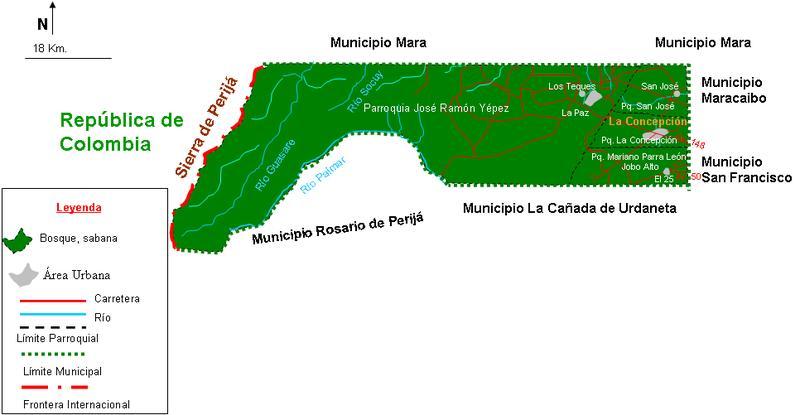 Mapa Físico - Político del Municipio Jesús Enrique Lossada y sus Parroquias.