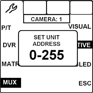 MULTIPLEXOR Si la cámara definida como activa está conectada a un MULTIPLEXOR y quiere controlar las funciones del MULTIPLEXOR desde el teclado presione MUX.