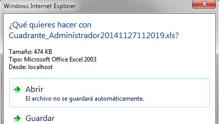 Exportación Para exportar un cuadrante a Excel hay que darle a la opción Exportar que se encuentra en la parte de