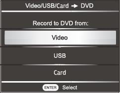 2. Presionar ENTER y las opciones de Video / USB / Card se despliegan 3.