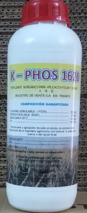 FICHA TECNICA Nombre: K-PHOS 1620 COMPONENTES CANTIDAD FOSFORO ASIMILABLE 230 gr / Lt