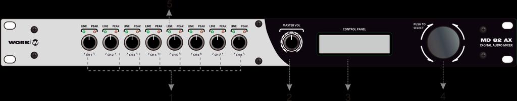 EN 1. 0 Introduction MD 82 AX is a mixer for microphones which integrates a large series of a ractive features that allow to op mize the installati on and to out it with multiple audio signal control