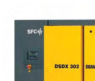 Innovación: La serie DSD/DSDX SFC Los compresores de tornillo de la serie DSD/DSDX están equipados de fábrica con grandes y eficaces bloques compresores, con rotores con el económico PERFIL SIGMA y