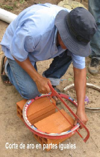 iguales) Preparación y vaciado de mezcla de cemento (3 arena *1 de cemento) para eje
