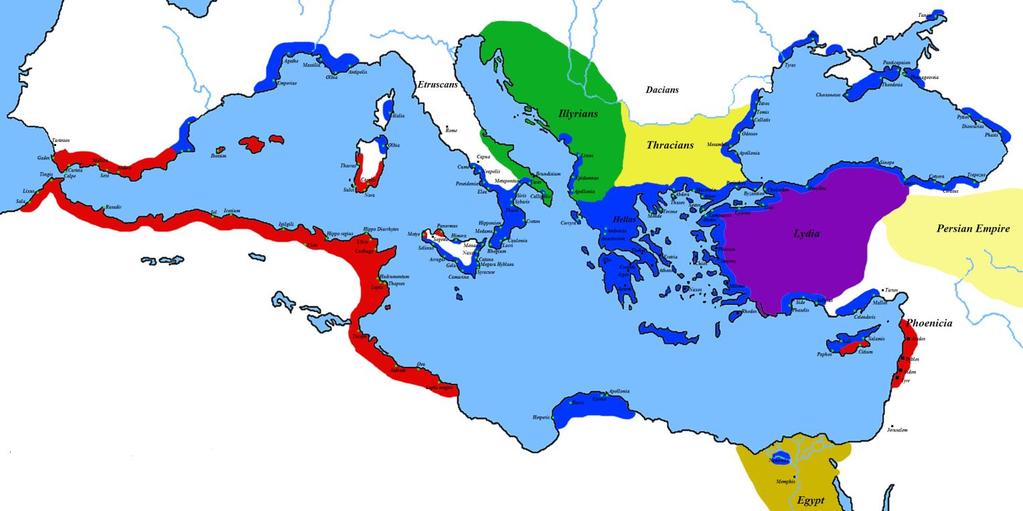 Mar Negro Grecia Cartago Colonización fenicia Colonización griega Fenicia