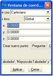 GEOMETRÍA DEL PROBLEMA: PUNTOS -Introduciendo las coordenadas separadas por comas en la parte inferior de la ventana del programa: Ej.: 0.25,0.