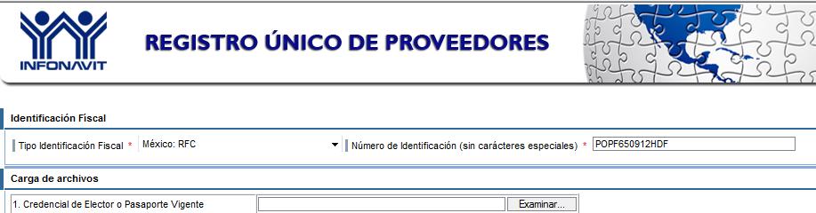 Elegir el tipo de identificación fiscal: Dar clic en el botón Seleccionar México RFC Ingresar el