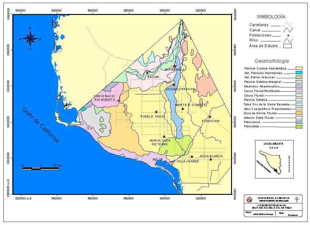 En 2003, Monreal y otros proponen la Geomorfología del Valle del Río Yaqui donde se propone un paleocauce y un paleodelta, como resultado de las reinterpretaciones de la geología del subsuelo y de la