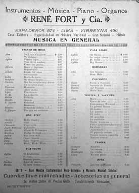 MÚSICA POPULAR Y SOCIEDAD Figura 2. Cuarta página de partitura de Plasencia, editada por René Fort.