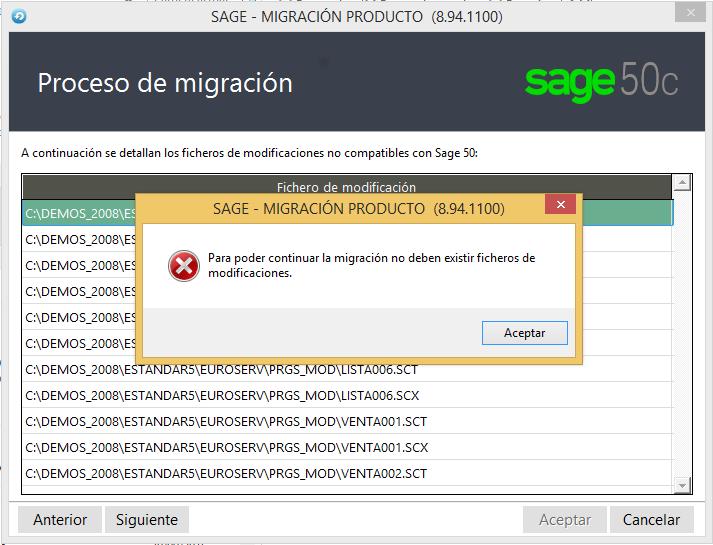 En caso de no conocer como eliminar las modificaciones a medida de Sage Eurowin Estándar póngase en contacto con su servicio técnico de Sage 50c.