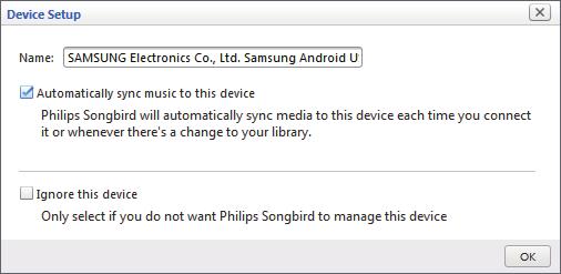 4 Siga las instrucciones en pantalla para instalar Philips Songbird en su PC. 1 Seleccione el dispositivo en Devices (Dispositivos).