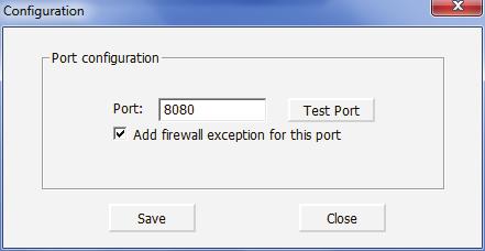 Haga clic en Configuración del puerto del servidor. 2. Haga clic en Probar puerto. NOTA: 1.