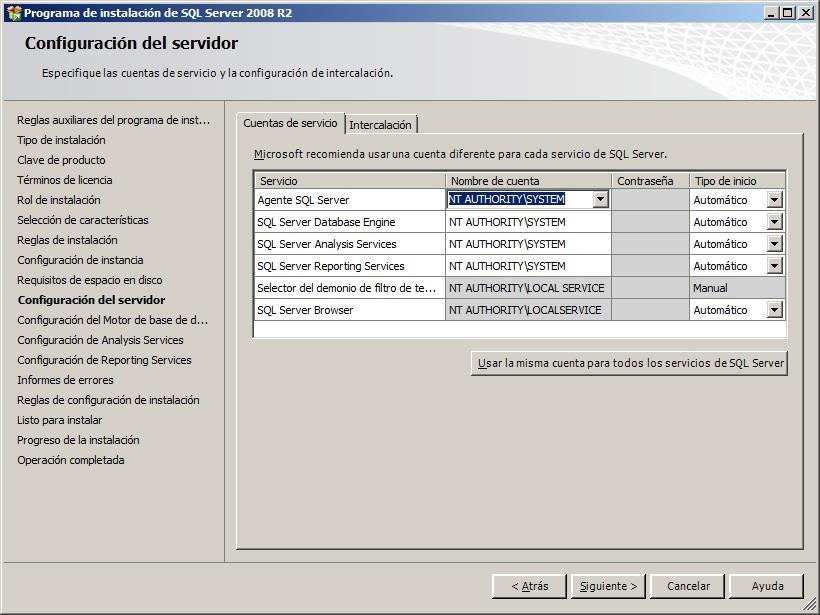 22. Seleccionar Automático en tipo de inicio en Agente SQL Server. 23.