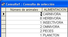 EJERCICIO 2 CONSULTAS DE SELECCIÓN A partir de la base de datos zoo.mdb crear las siguientes consultas. 24. Animales de tierra. 25. Animales de alimentación omnívora. 26.