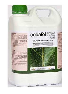 CODAFOL K35 ACID 35% K 2 O (p/v) Es una solución líquida ligeramente ácida con un alto contenido en potasio,