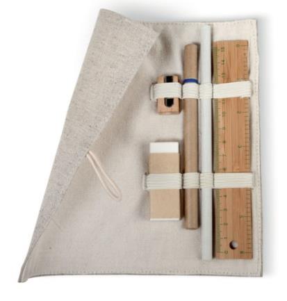 algodón que incluye bambú, lápiz de papel, boli en cartón de