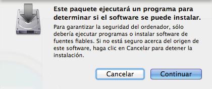 Instalar en Mac OS 3. Haga doble clic en el icono [ScanSnap]. aaparecerá un mensaje de confirmación. 4. Haga clic en el botón [Continuar].