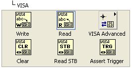 de instrumentación de funciones. La subpaleta de VISA contiene una amplia gama de funciones de programa.